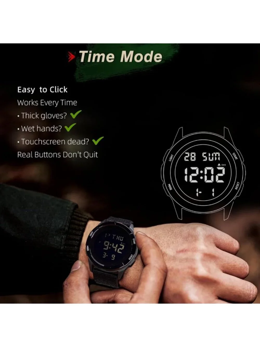 Tactical Waterproof Sports Watch for Men & Women | LED Backlight, Stopwatch